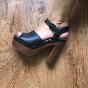 Leather Platform Chunky heel